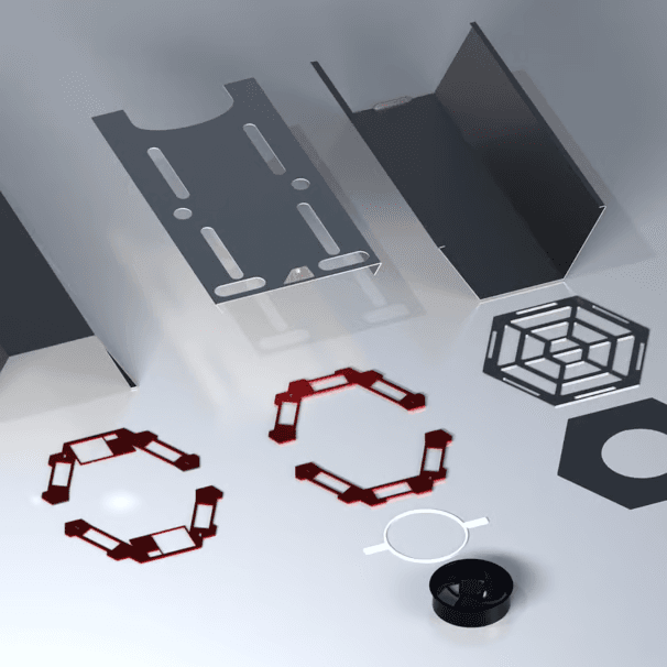 3D render of modular system and circuit patterns — Vortex design visualization