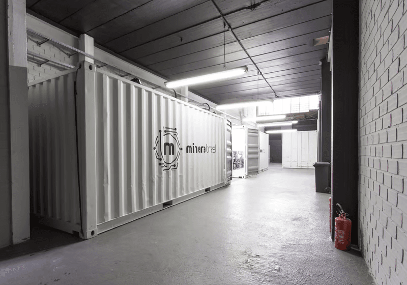 MineraBrasil containerized computing infrastructure — wide-angle view of industrial-scale deployment